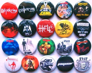 NWOBHM Blitzkrieg Demon Tank Angel Witch Hell UK Heavy Metal Pin Button Badges - Imagen 1 de 1