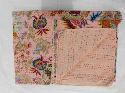 Vintage Floral Kantha Quilt Indian Kantha Quilt Kantha Bedcover Cotton Blanket - Bild 1 von 3