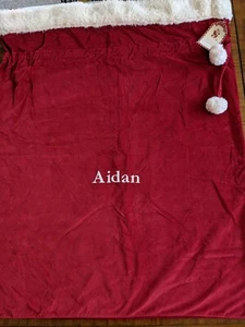 Pottery Barn Red Velvet Santa Sack, Monogram Aidan, Large 40"x33", Drawstring - Picture 1 of 3