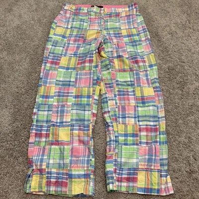 Pantaloni donna Lily Stanhope patchwork a quadri pastello madras taglia 2 multicolore USATI - Immagine 1 di 4