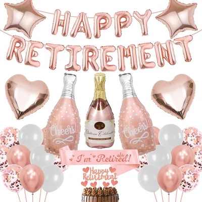 Rose Gold Happy Retirement Decorations, Theme Party Decoration...  - Image 1 of 4