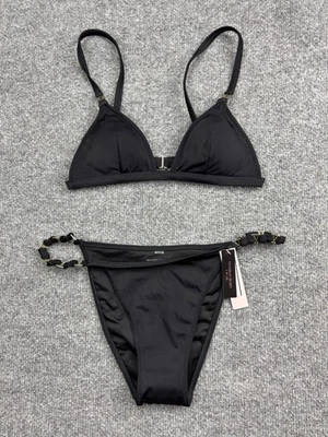 Traje de baño bikini Victorias Secret para mujer mediano negro triángulo parte superior inferior dorado V Foto 1 de 4