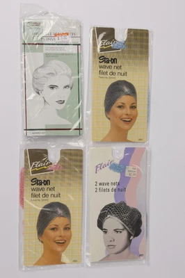 Lote de 4 redes de pelo vintage onduladas de Flair & Le Salon, rosa azul e invisible Foto 1 de 4