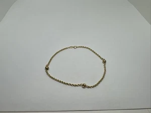 Read! 10k YELLOW GOLD BALL ROPE CHAIN BRACELET/anklet, 1.6mm, 7.5" LENGTH, 0.64g - Picture 1 of 11