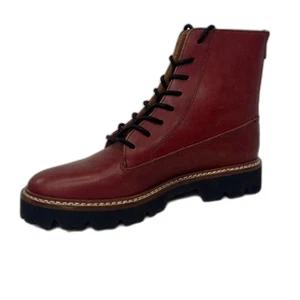 Madewell Citywalk Lugsole Lace Up Booties Leather $198 NB948 Rusted Burgundy - Picture 1 of 8