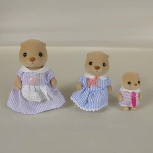 Calico Critters Sylvanian NEPTUNE SEA OTTER FAMILY Of 3 1985 Epoch - Picture 1 of 3