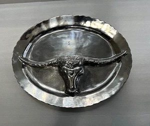 18x14 in Zinn Texas Longhorn Lenkung Geteilt Platte Serviertablett Metall Mexiko - Bild 1 von 9