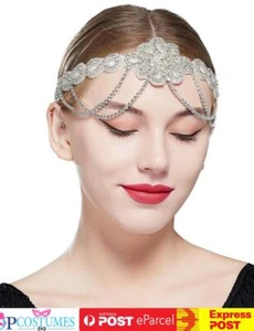 Gold Great Gatsby Headpiece Flapper 20s Costume Headband Headdress Feather - Picture 1 of 7