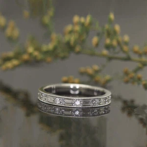 1.50Ct Baguette Diamond Eternity Ring Unique Wedding Band 14k White Gold Finish1 - Picture 1 of 9