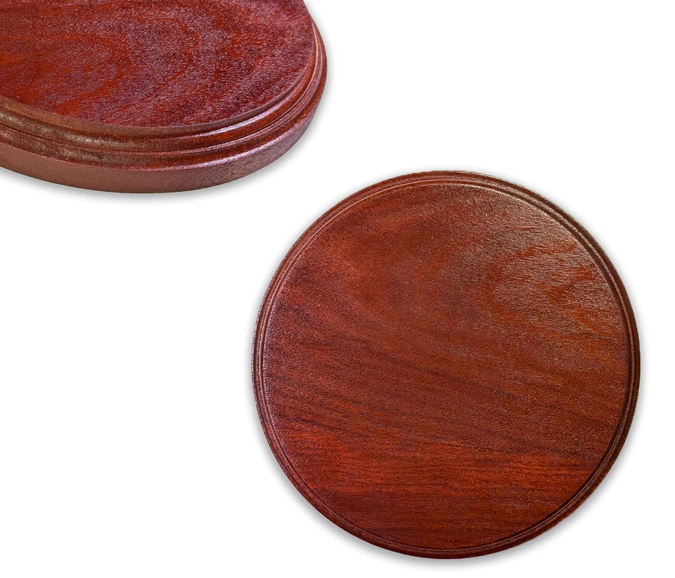 Placa de pared redonda, caoba Santos maciza teñida con canela, 7/8 de grosor Foto 1 de 4