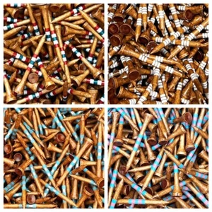 NEW (2.75") Premium Bamboo Golf Tees Dark Stain w/ Colored Stripes (100ct) - Picture 1 of 15