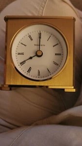 Vintage Tiffany & Co goldfarbene Tisch Schreibtisch Manteluhr - Bild 1 von 15