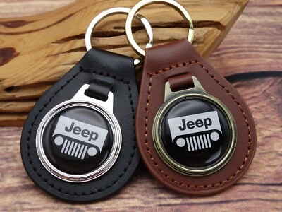 NUEVO 4x4 DE COLECCIÓN NEGRO JEEP WRANGLER CAMIÓN COCHE Cuero Llavero Llavero Nuevo de Lote Antiguo Foto 1 de 4