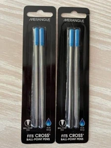NEW CROSS BY MERANGUE BALL-POINT PEN BOLD Point Refill BLUE INK 4 Pack SEALED - Picture 1 of 1