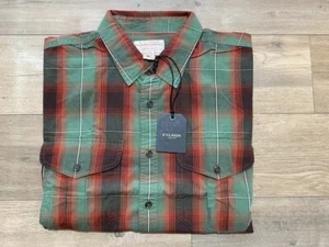 Filson Feather Cloth Mens L Short Sleeve Button Up Plaid Shirt Lightweight - Picture 1 of 9