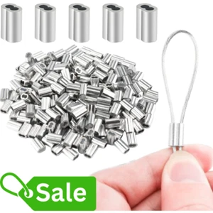 200 Pcs Aluminum Crimping Loop Sleeve 1/16" Cable Ferrule Wire Rope Sleeves Loop - Picture 1 of 8
