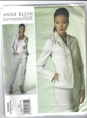 Vogue Designer Sewing Pattern 1293, Anne Klein Jacket & Pants, Size 6 - 14 Uncut - Image 1 of 3