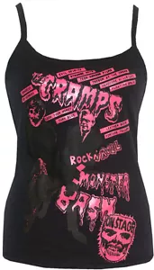 THE CRAMPS MONSTERS HORROR SCI FI KARLOFF BLACK STRAP VEST PUNK TOP S - 2XL - Picture 1 of 4