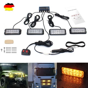 4Stk 12LED Auto Frontblitzer Warnleuchte Blitzlicht LKW Strobe Licht GELB 12/24V - Bild 1 von 11