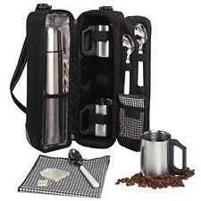 Travel Coffee Tote for 2 Including Stainless Vacuum Flask, Cups, Creamer and ...