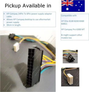 Power Supply adapter cable 24 To 6Pin for HP Prodesk Elite 8100 8200 8300 6300 - Picture 1 of 8