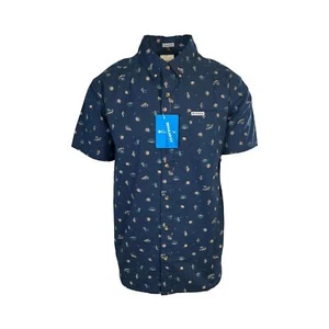 Columbia Men's Collegiate Navy Shirt Deserted Rapid Rivers Printed S/S (472) - Picture 1 of 12