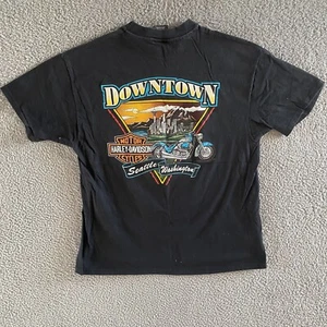 Harley Davidson Vintage T Shirt Mens Size XL Downtown Seattle Single Stitch - Picture 1 of 11