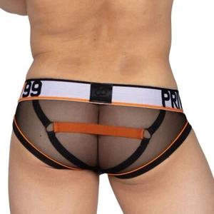 PRIVATE STRUCTURE Cotton Harness Mini Briefs Momentum Orange/Black 4356 73A - Picture 1 of 8