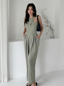 Women Jumpsuits Sexy Backless Rompers Female Solid Wide Leg Office Lady Playsuit