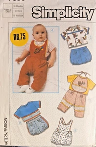 Vintage 1980s Sewing Pattern*Babies Trousers*Shorts*Bib*Dungaree*SIMPLICITY 7356 - Picture 1 of 1