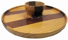 Marquetry Wood Tray Platter Bowl Dip & Biscuits 31 cm / 12"