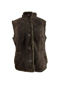 Eddie Bauer Damenweste Größe Small braun Wildleder Kunstfell gefüttert waschbar - Bild 1 von 9