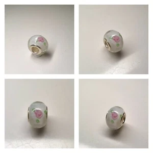 Handmade charm jewelry bead bracelet sparkly resin glass white flower UK - Picture 1 of 1
