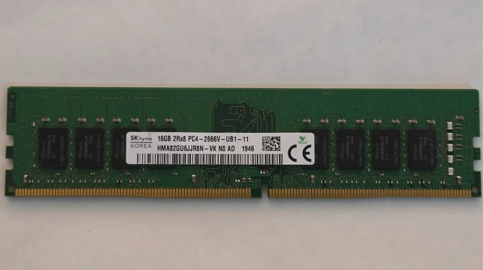 16GB SKhynix DDR4 2666MHz 2Rx8 PC4-2666V-UB1 - HMA82GU6JJR8N-VK N0 AD - RAM - Bild 1 von 1