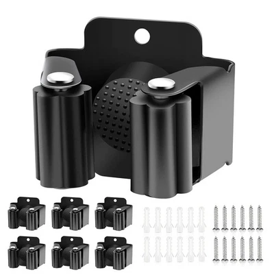 6 Pack Broom Holder Wall Mount Stainless Steel Tool Organizer for Kitchen & Gar - Image 1 of 4