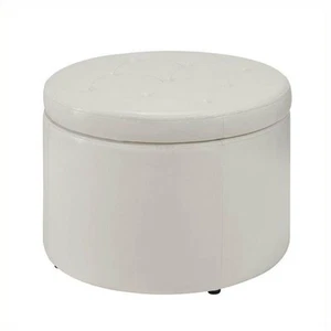 Pemberly Row Round Shoe Ottoman - Ivory - Picture 1 of 2