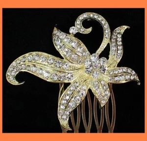 SEXY FLOR CRISTAL TRANSPARENTE PEINE PELO NOVIA GRADUACIÓN C021G - Imagen 1 de 3