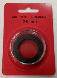 GENUINE 26mm BLACK RING AIR-TITE CAPSULE (HOLDER) FOR COIN, AIRTITE - NEW RETAIL - Picture 1 of 2