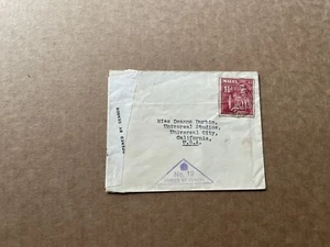 Malta WWII Censor Cover to Hollywood (23-S12) +Solo Franking KGVI#194+Censor#12 - Picture 1 of 2