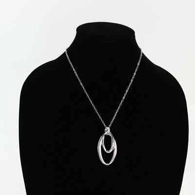 "Collar colgante doble ovalado tono plata Charter Club 16""" Foto 1 de 4