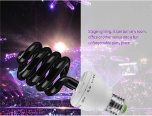 E27 Ultraviolet UV Spiral Energy Saving Black Light Lamp Screw Bulb 15W-40W 220V - Picture 1 of 16