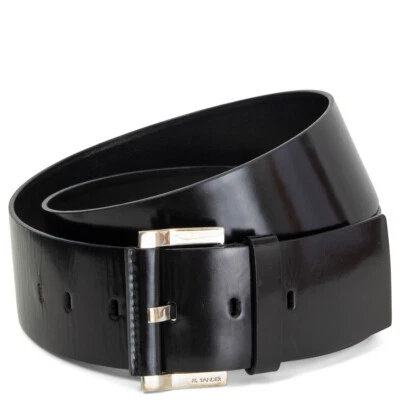 66318 Auténtico Cinturón JIL SANDER Cuero Esmaltado Negro CINTURA ANCHA 40 L Foto 1 de 4