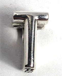 Authentic Pandora Charm, Alphabet Letter T, #797474, Sterling Silver - Picture 1 of 3