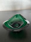 Green Solid Heavy Vintage Glass Bon Bon Bowl ashtray
