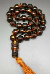 Ámbar Báltico 33 cuentas prensadas oración islámica 12 mm Tasbih Misbaha rosario musulmán - Imagen 1 de 4
