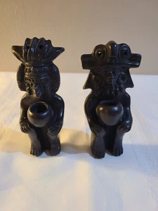 Vintage Clay Pottery Native American Mexican Men Candle Holders Wall Hanging - Picture 1 of 11