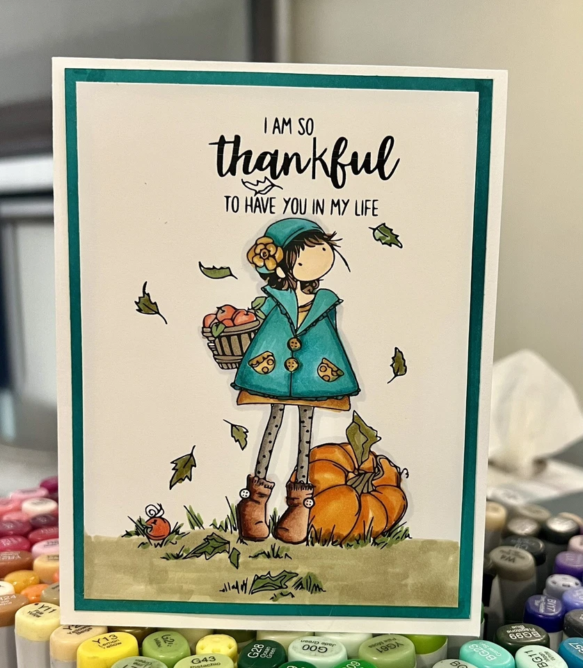 Juego de cartas niña calabaza otoño 🎃 🍎Manzanas agradecidas Foto 1 de 1