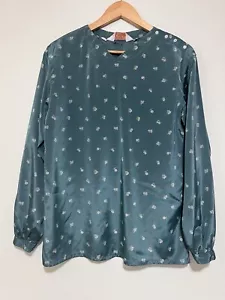 Vintage Jones New York Top Women Medium 1 Blue Turquoise Blouse - Picture 1 of 6