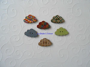 6 Boutons Nuages en Bois pour Couture, Scrapbooking...3x1,8cm Neuf - Réf. NU4 - Imagen 1 de 1