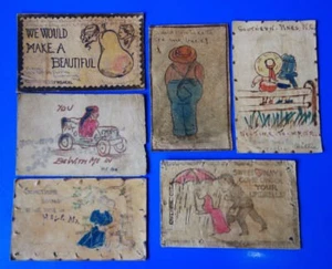 Postales antiguas de cuero vintage - Notas de amor románticas publicadas - principios de 1900 - Imagen 1 de 7
